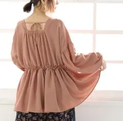 n'OrLABEL✨バックリボン ギャザー ブラウス チュニック ドロスト Xのサムネイル