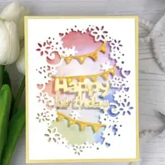 ♡カッティングダイ♡誕生日カードフレーム ガーランド付きᵕ̈*