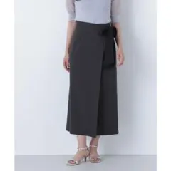 ★タグカット新品未使用★バイカラーリボンナロースカート チャコール