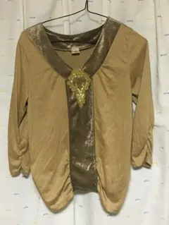 アクシーズファム　トップス　七部袖　カーキ　ベロア