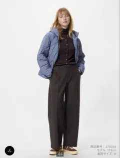 ユニクロ　UNIQLO ブラッシュドジャージーワイドパンツ　ダークブラウン S