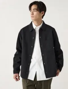 ミラノリブシャツカーディガン・L ブラック