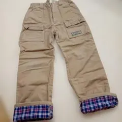 ミキハウス130長ズボンベージュチェック折り返しパンツ男の子