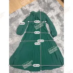 グリーン 長袖 ロングワンピース Mサイズ