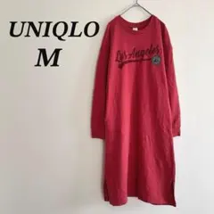 UNIQLO スウェット ワンピース M 赤 ディズニー 膝丈 長袖 可愛い