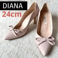 【最終価格】極美品DIANAダイアナ フラワーカット リボン パンプス24cm