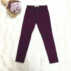 美品【ギャップ】スキニーパンツ　Sサイズ相当　パープル　ダメージ加工