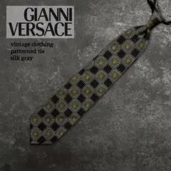 ヴィンテージ ユーズド 古着 ジャンニ ヴェルサーチ 総柄 ネクタイ 灰 絹
