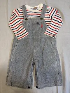 ミキハウス　ストライプロンパース　Tシャツ