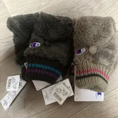 Champion 手袋 グレー ベージュ ポンポン付き