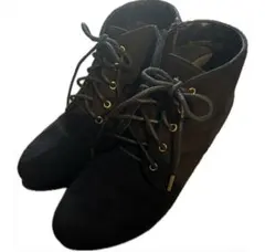 黒 スエード ブーツ 中ヒール