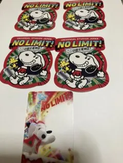 ユニバーサル　スヌーピークリスマスシール4枚セット　フォートカード付き