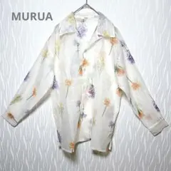 ムルーア 花柄シアーシャツ Fサイズ オーガンジー シースルー 春夏 羽織り