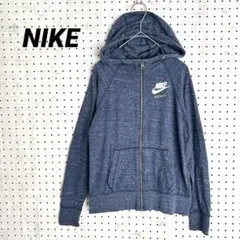 ナイキ ロゴプリント フルジップパーカー（L） ブルー フーディ スウェット
