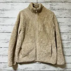 MAM様【ユニクロ】ファーリーフリースフルジップジャケット L ベージュ系