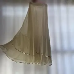 薄いベージュ色 シフォン フレアスカート　社交ダンス