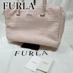 新品 レア✨フルラ 現行 エラ ハンドバッグ メタリック ロゴ ピンク 