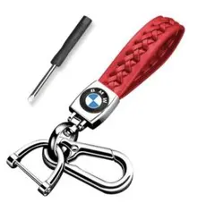 BMW キーホルダー　おしゃれ　レザー赤