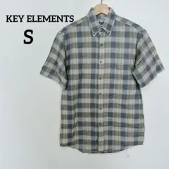 KEY ELEMENTS 半袖チェックシャツ【S】ネルシャツ　男女兼用