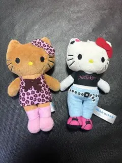 ハローキティ　マスコット　あしながver. ギャル　ヒョウ柄　日焼け　2種セット