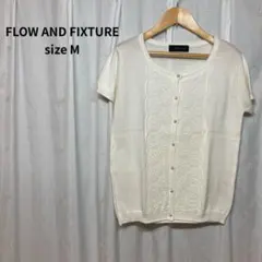 【 FLOW AND FIXTURE 】レース半袖カーディガン パールボタン白のサムネイル