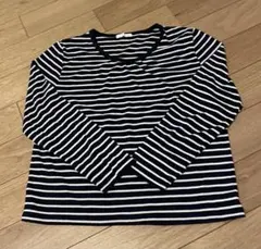 ストライプ柄 長袖Tシャツ ネイビー/ホワイト