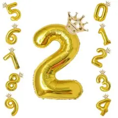 誕生日 数字バルーン 32インチ 数字 王冠 セット 2 大きい 風船