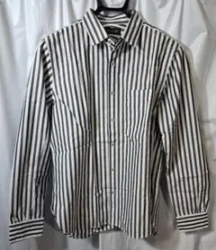 未使用　ナノユニバース　ストライプ　長袖シャツ　ホワイト　チャコール