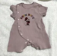 ミニーマウス ベビー ロンパース 50〜60 半袖 くすみピンク