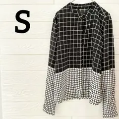 長袖 シャツ ブラウス 【S】 チェック柄 ブラック ホワイト レディース