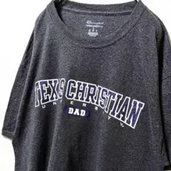 チャンピオン テキサスクリスチャン大学DAD Tシャツグレー灰色L古着