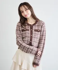 リリアンカラット　ツイードニットカーディガン