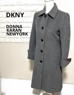 DKNY ステンカラー コート グレー アンゴラ カシミヤ混 レディース M ◎のサムネイル