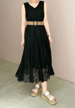 GRACE CONTINENTAL ベルテッドレースワンピース