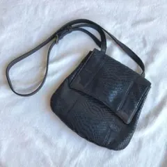 イビザ　スネーク　レザー　ショルダー　バッグ　ブラック　ヘビ　日本製　美品