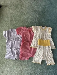 ベビーパジャマ 85cm 花柄ロンパースセット