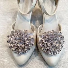 結婚式パーティ　シューズアクセサリー　シューズクリップ　グレージュ