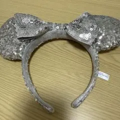 ディズニー　ミニー　スパンコール　カチューシャ　白　銀