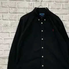 ラルフローレン長袖シャツ！ブラックレディースS ロゴ刺繍 0302