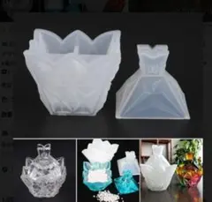 匿名配送☆ハンドメイド用シリコンモールド☆幾何学模様☆蓋付きポット型