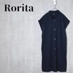 フレンチスリーブワンピース　ロングジレ　羽織り　刺繍　ブラック　大人カジュアル