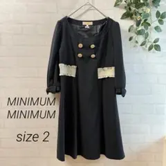 【MINIMUM MINIMUM】フリル Aラインワンピース 黒 (M相当)