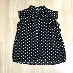 レディース ブラウス ノースリーブ 黒 水玉