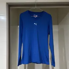プーマ puma長袖 Vネックシャツ 青メンズL
