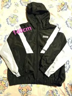 rabyraby フード付き ジャケット ウインドブレーカー 黒/水色　140