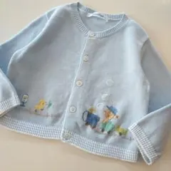 美品★80cm familiar ファミリア 水色 ニットカーディガン