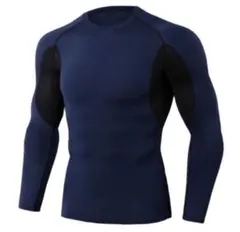 ネイビー 長袖 アンダーシャツ スポーツ 通気性 ジム 筋トレ トレーニング