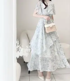 milybilet シフォン楊柳ムラ柄ワンピース XL