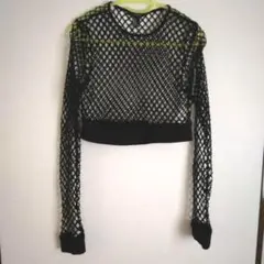 FOREVER 21 ネット素材長袖クロップトップ M