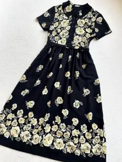 LEST ROSE　ばら柄プリントワンピース　ロング